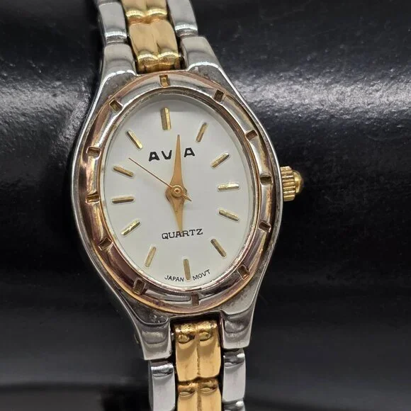 Ava Womens Quartz Watch Two-Tone Gold Silver Band Japan Movement Working - Picture 2 of 12